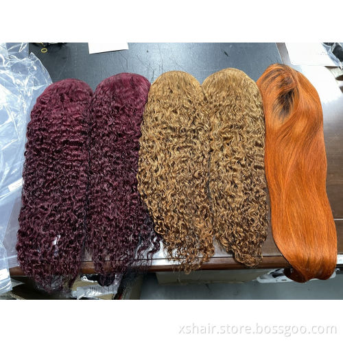 Ginger Color Orange Lace Frontal Wig Transparent Lace Human Hair wig